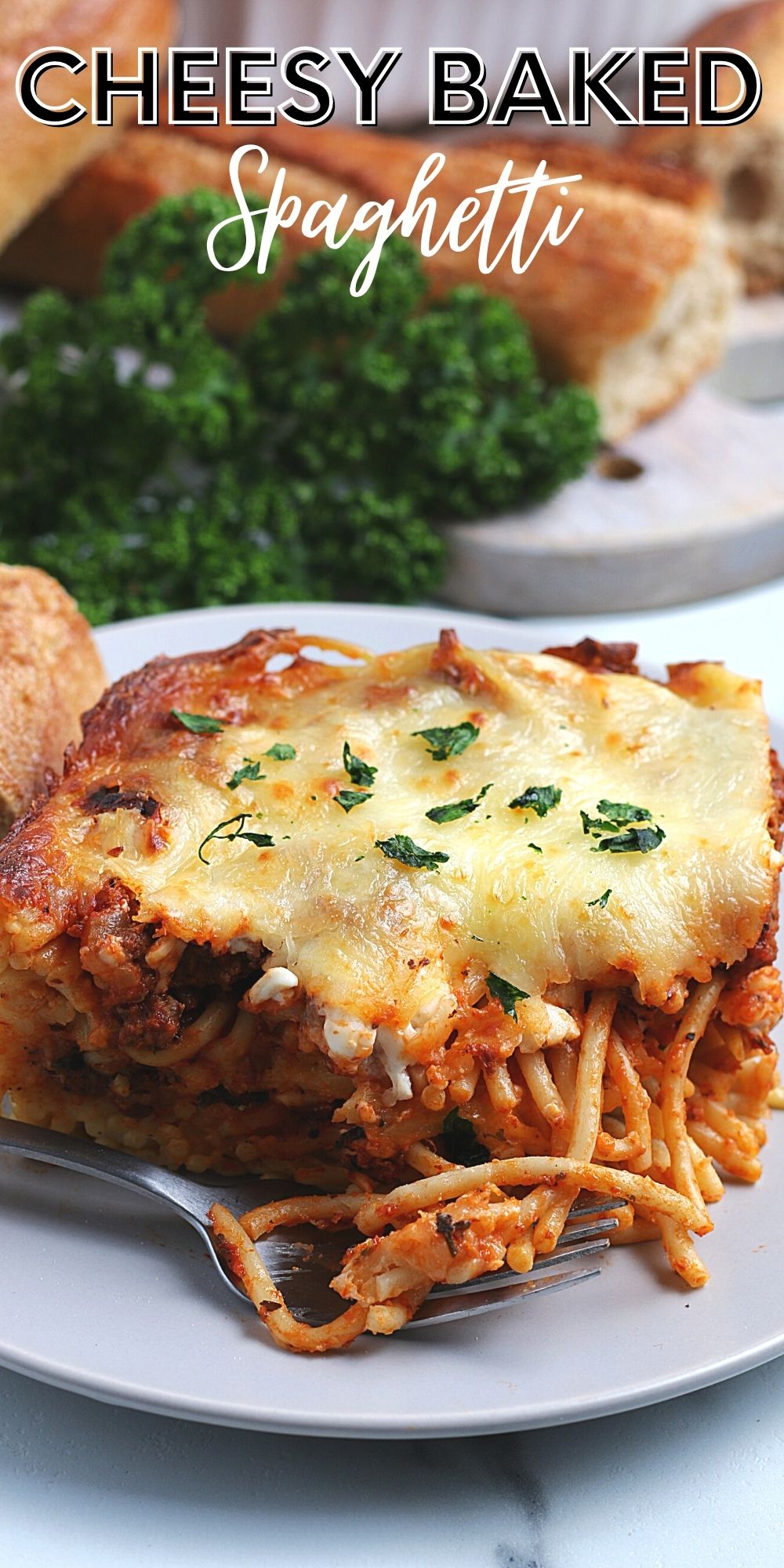 Cheesy Baked Spaghetti recipe from The Rockstar Mommy - The Rockstar Mommy