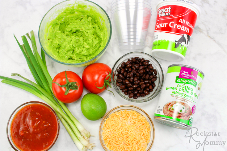 Mexican Bean Dip Cups - Ingredients on a table