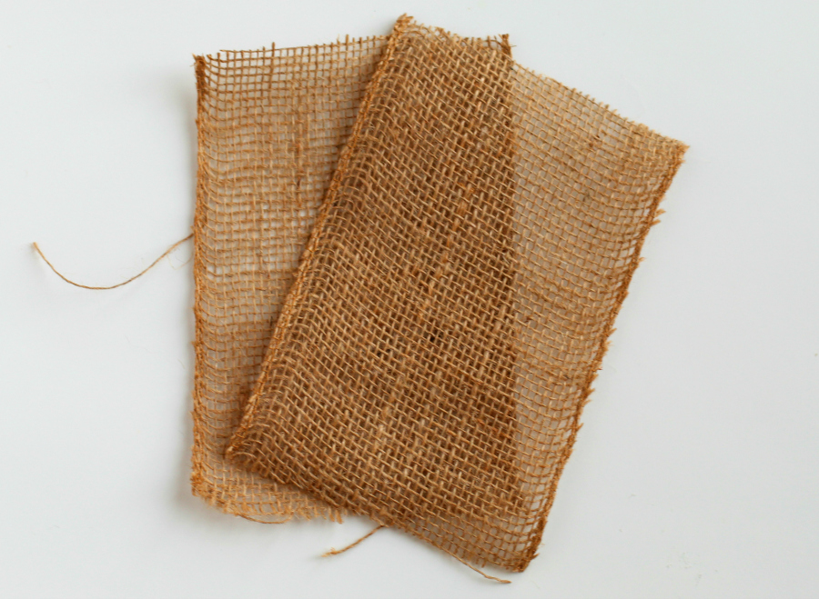 Scarecrow Halloween Goodie Bags - Burlap squares cut out