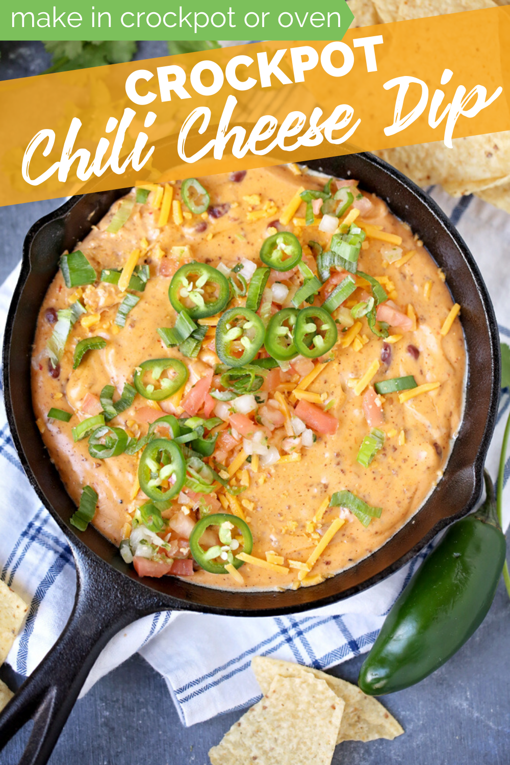 Oven or Crockpot Chili Cheese Dip recipe from The Rockstar Mommy