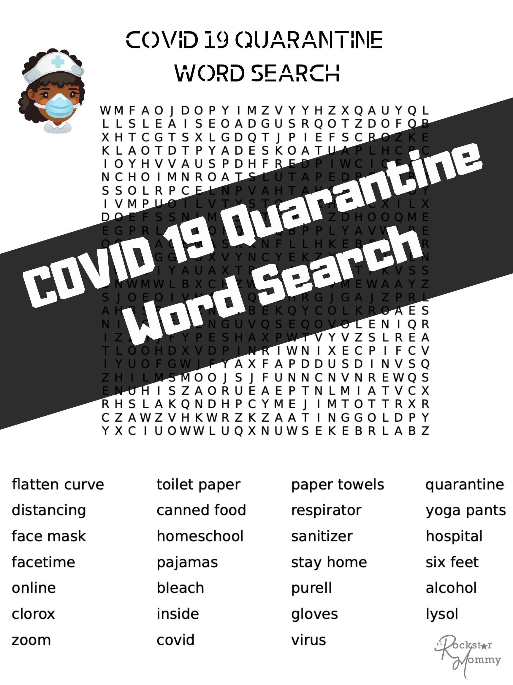 Quarantine Word Search Funny Quarantine Word Search Printable