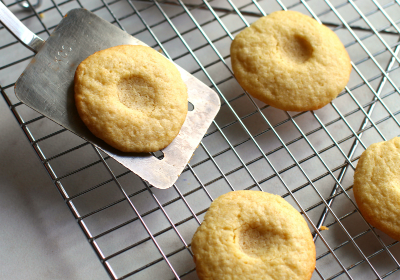 White Chocolate Thumbprint Cookies - cookies on cooling rack