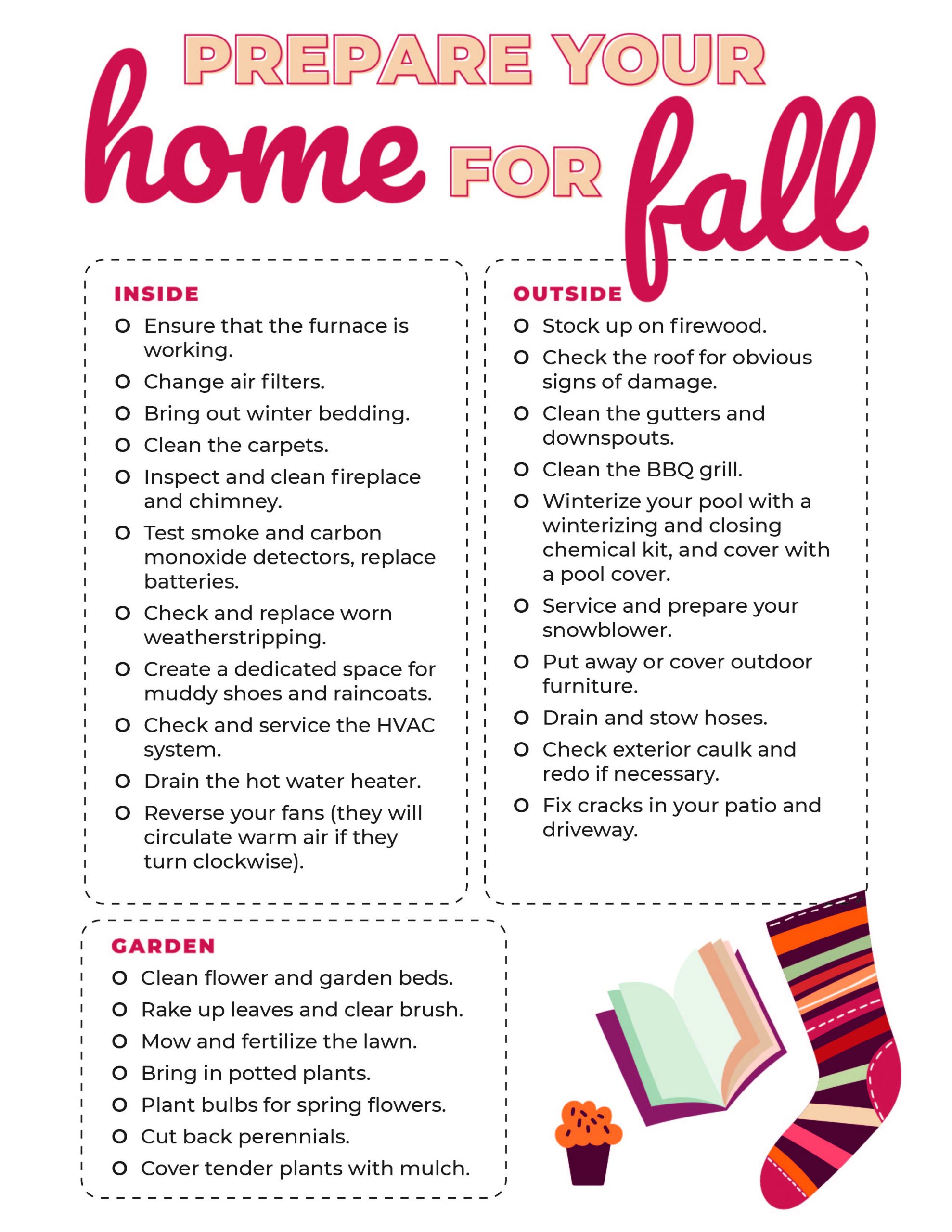 Sheet of paper with how to prepare your home check list on it