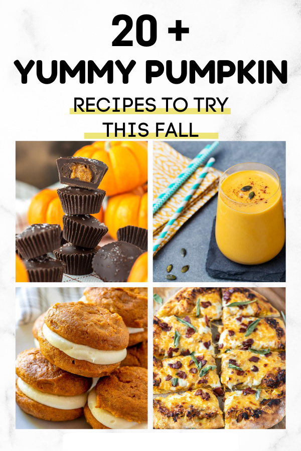 collage image of 4 different pumpkin recipes