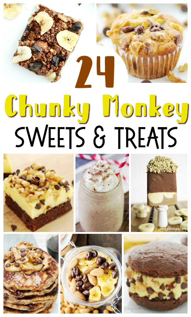 Collage image showing 8 different Chunky Monkey recipe Ideas