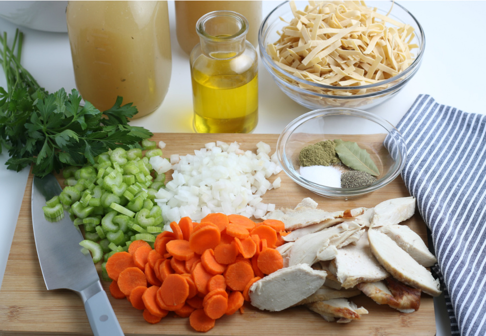 Ingredients for turkey noodle sooup