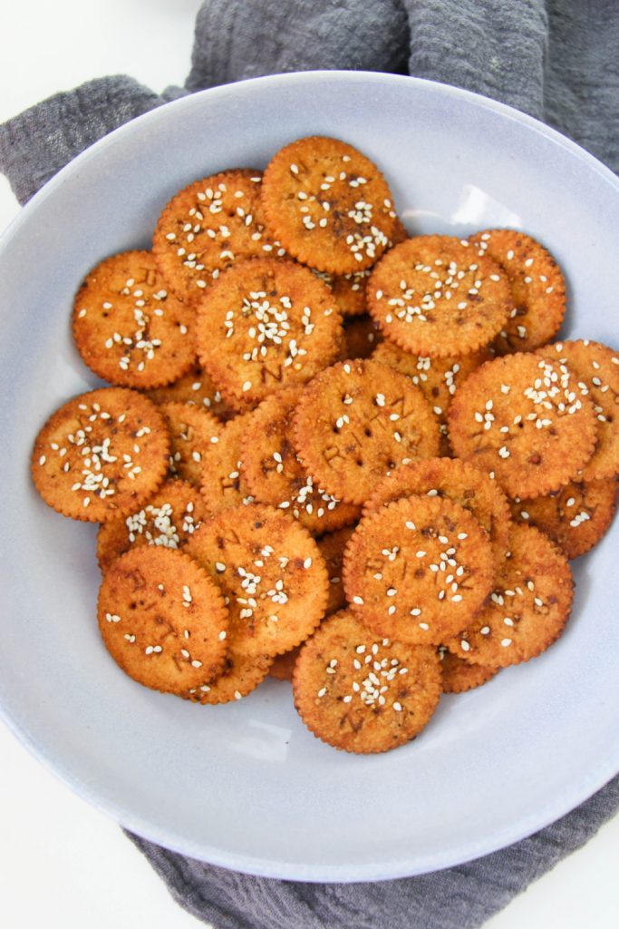 zesty ritz crackers in a while bowl