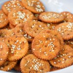 zesty ritz crackers in a white bowl