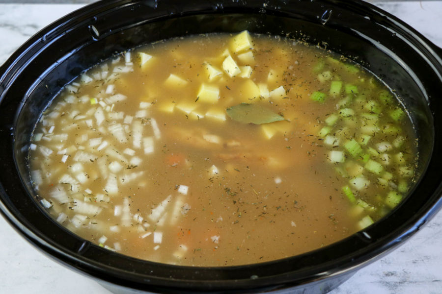 ingredients for ham bone soup in slow cooker