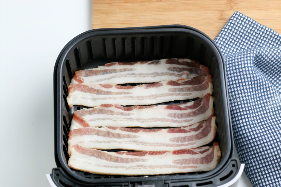 bacon slices in bottom of air fryer