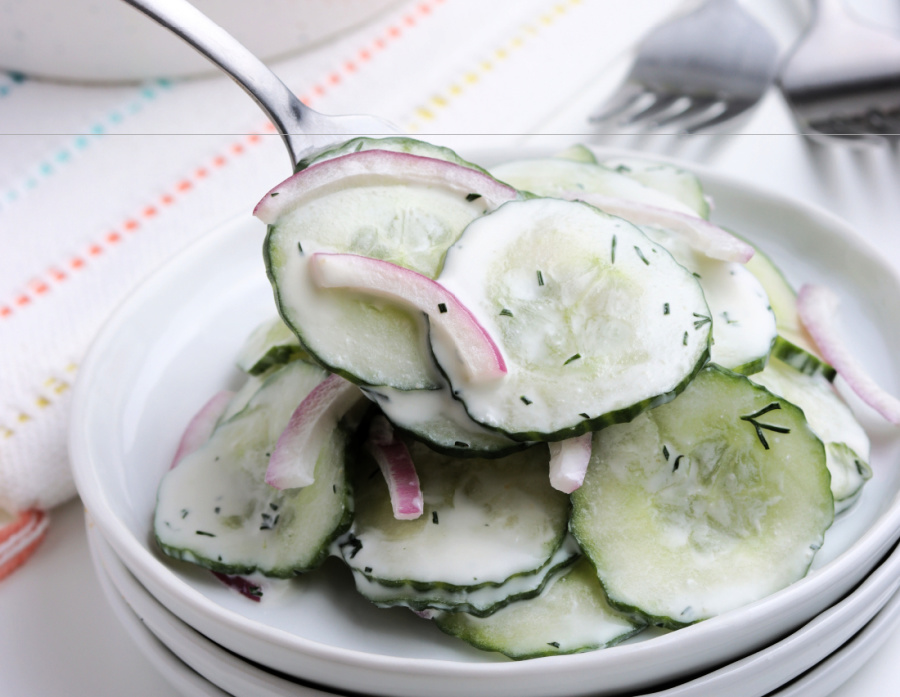 cucumber salad on a plate