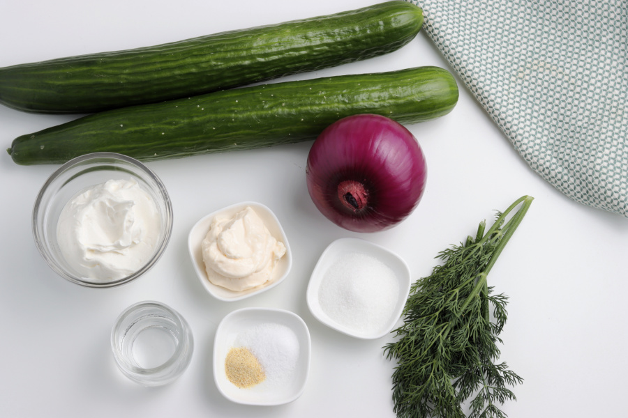 ingredients for creamy cucumber salad
