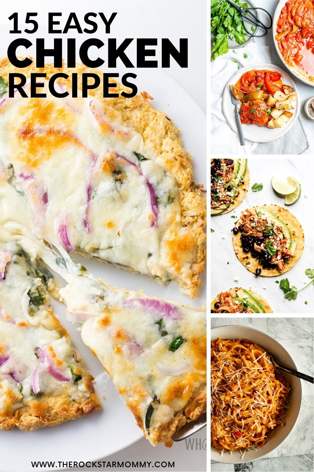 Collage of 15 Easy Chicken Recipes