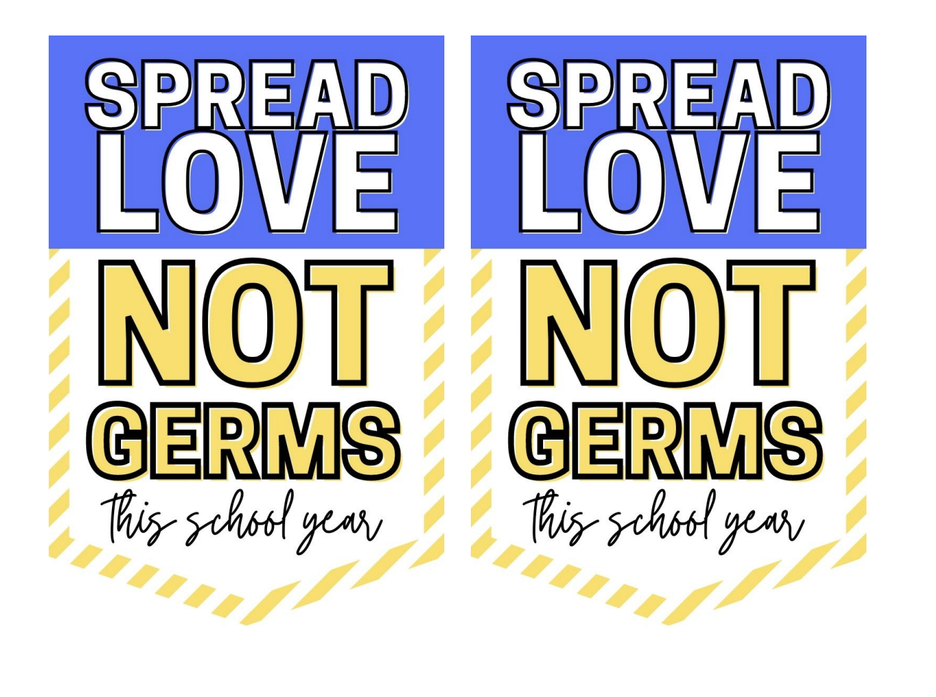 Image of printable that says spread love not germs