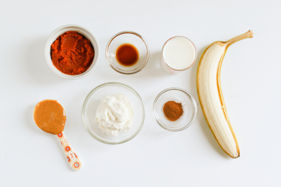 Ingredients for immune boosting pumpkin pie smoothie