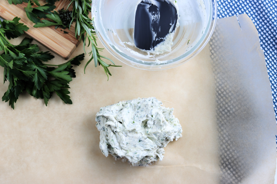 herb butter on parchment paper