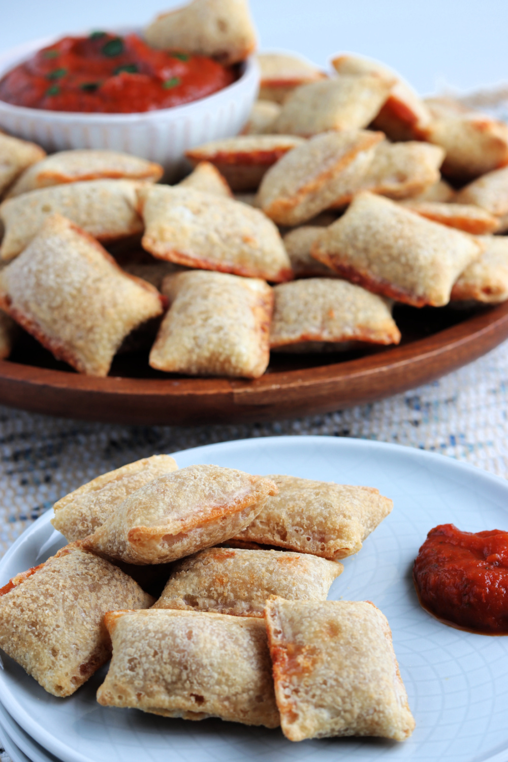 air fryer pizza rolls on a plate
