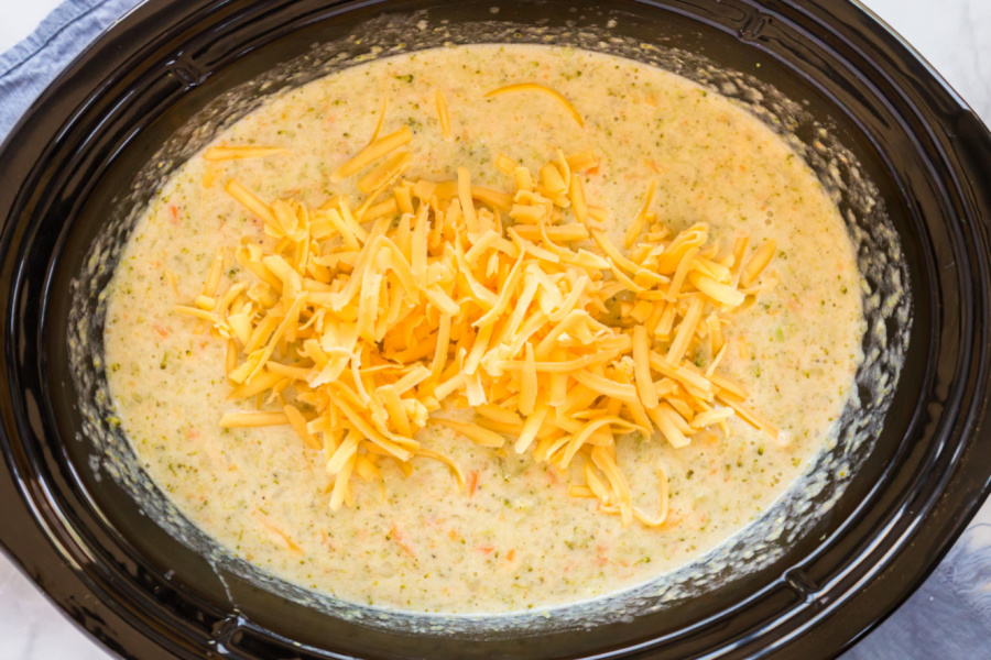 shredded cheese added to slow cooker