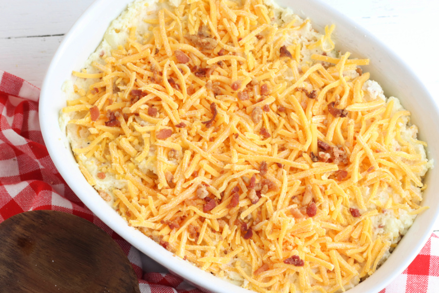 shredded cheese added to top