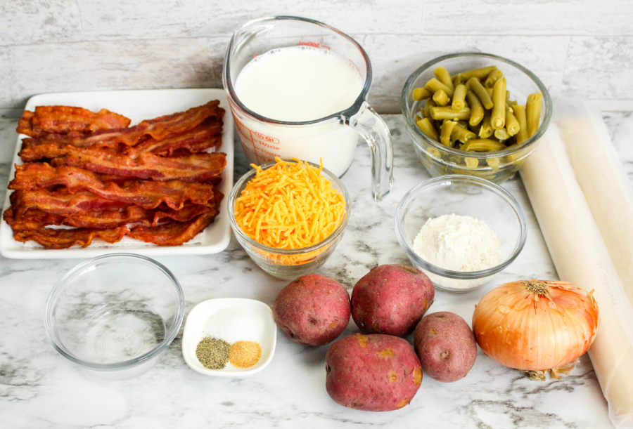 ingredients for bacon potato pie