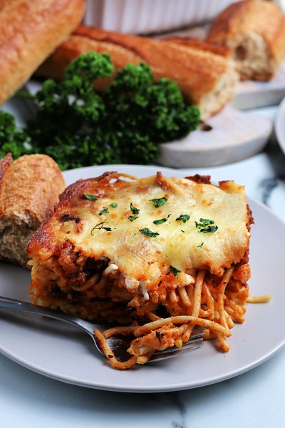 Cheesy Baked Spaghetti - The Rockstar Mommy