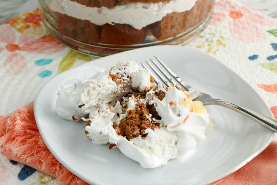 serving of carrot cake trifle on a plate
