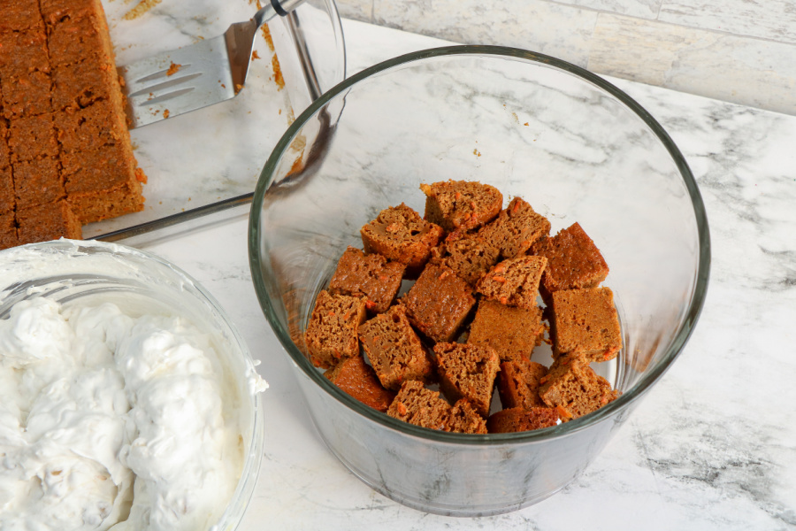 carrot cake cut into cubes
