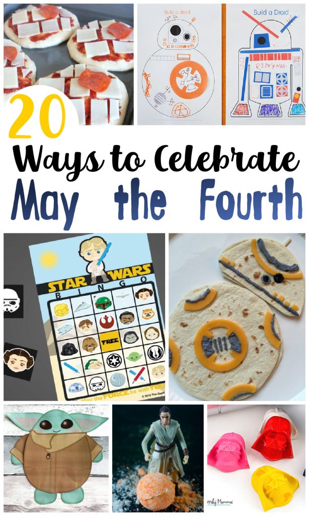 Collage image of star wars themed food and crafts with words Fun Ways to Celebrate May the Fourth