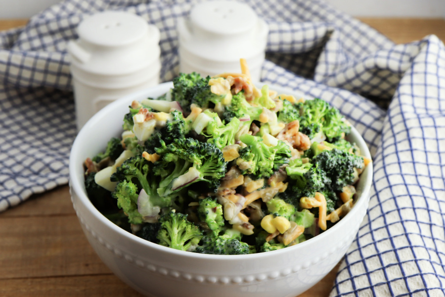 Creamy Broccoli Salad with Eggs Recipe in a bowl
