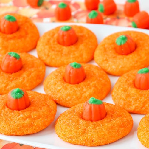 Cute Pumpkin Blossom Cookies on a plate