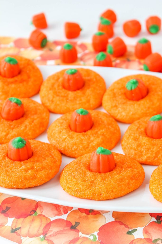 Cute Pumpkin Blossom Cookies on a plate