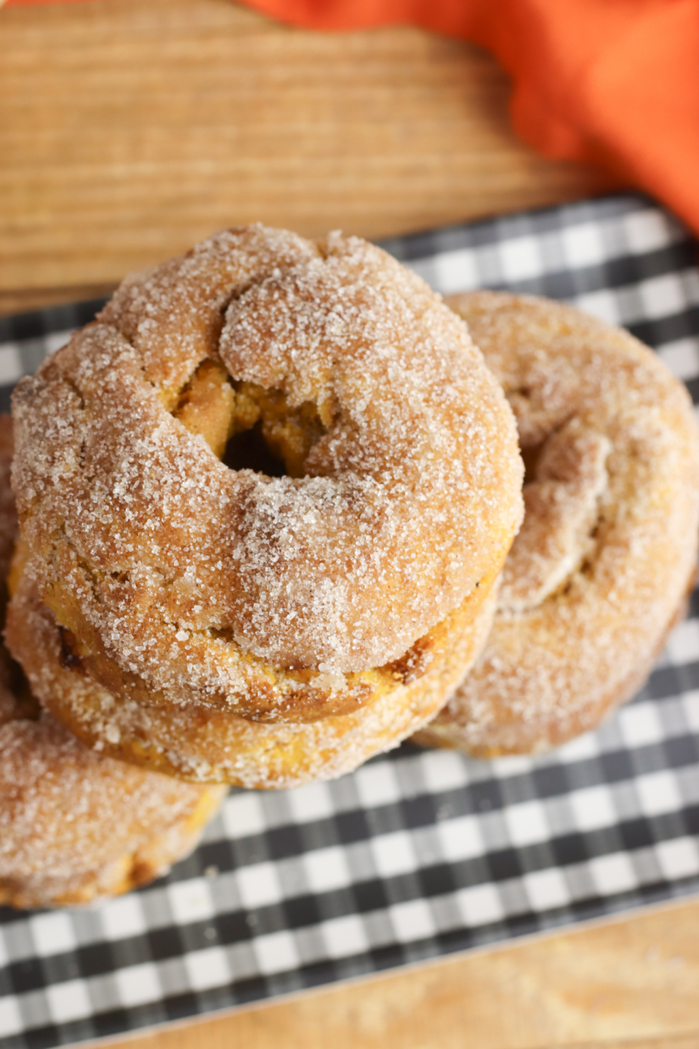 Air Fryer Pumpkin Donuts on a plate