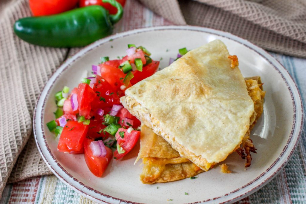 Oven Baked Chicken Quesadillas in a plate