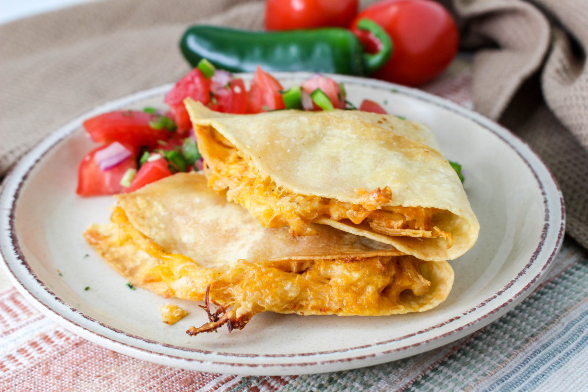 Oven Baked Chicken Quesadillas on a plate