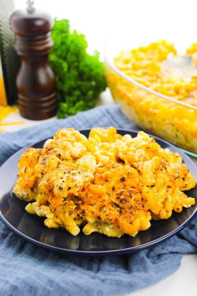 cajun mac and cheese  on a plate