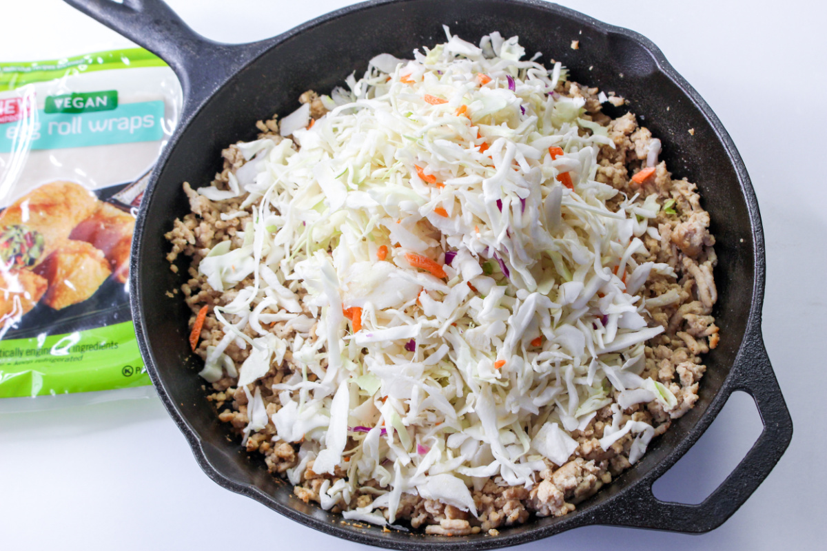 coleslaw mix added to pan