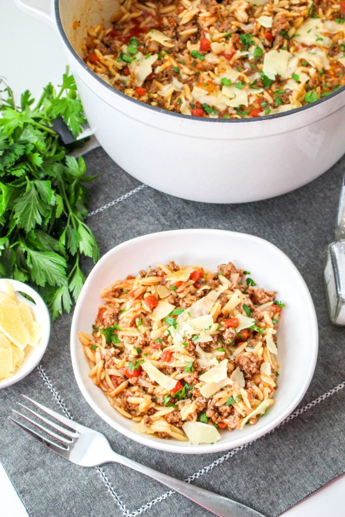 One Pot Ground Beef Orzo - The Rockstar Mommy