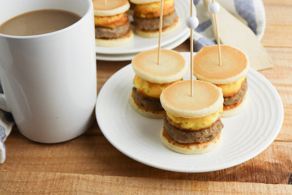 Copycat Mini McGriddles Breakfast sandwiches on a plate