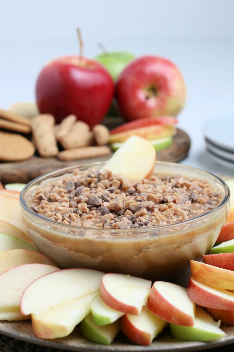 Cream Cheese Caramel Apple Dip with Toffee Bits