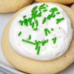 Easy St. Patrick's Day Lofthouse Cookies on a plate