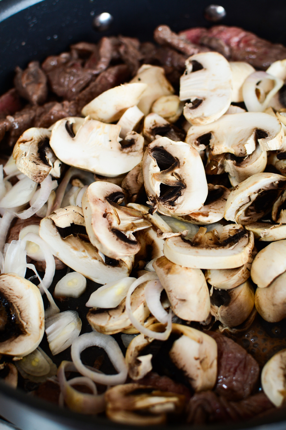 mushrooms added to pan