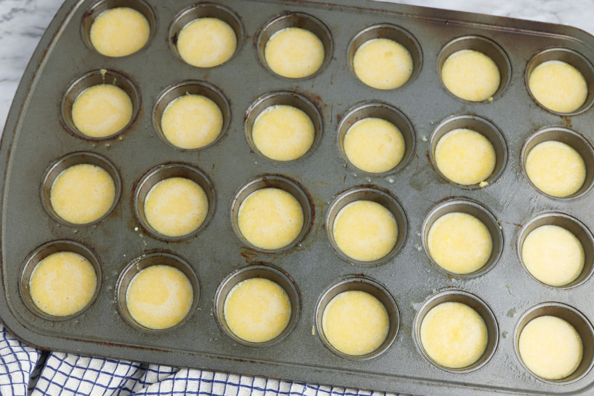 batter placed in mini muffin tin