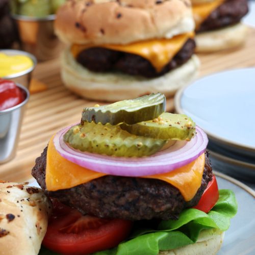 Air Fryer Hamburger on a plate