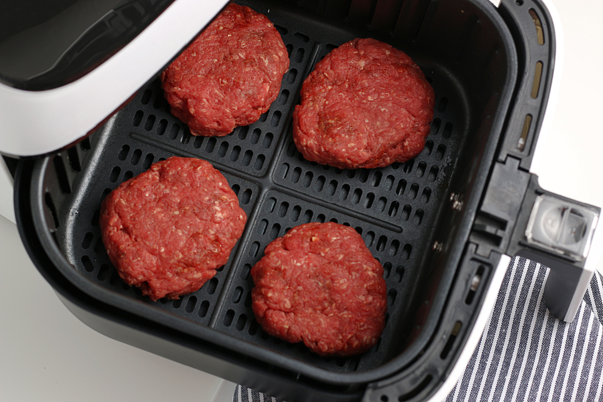 beef patties in basket