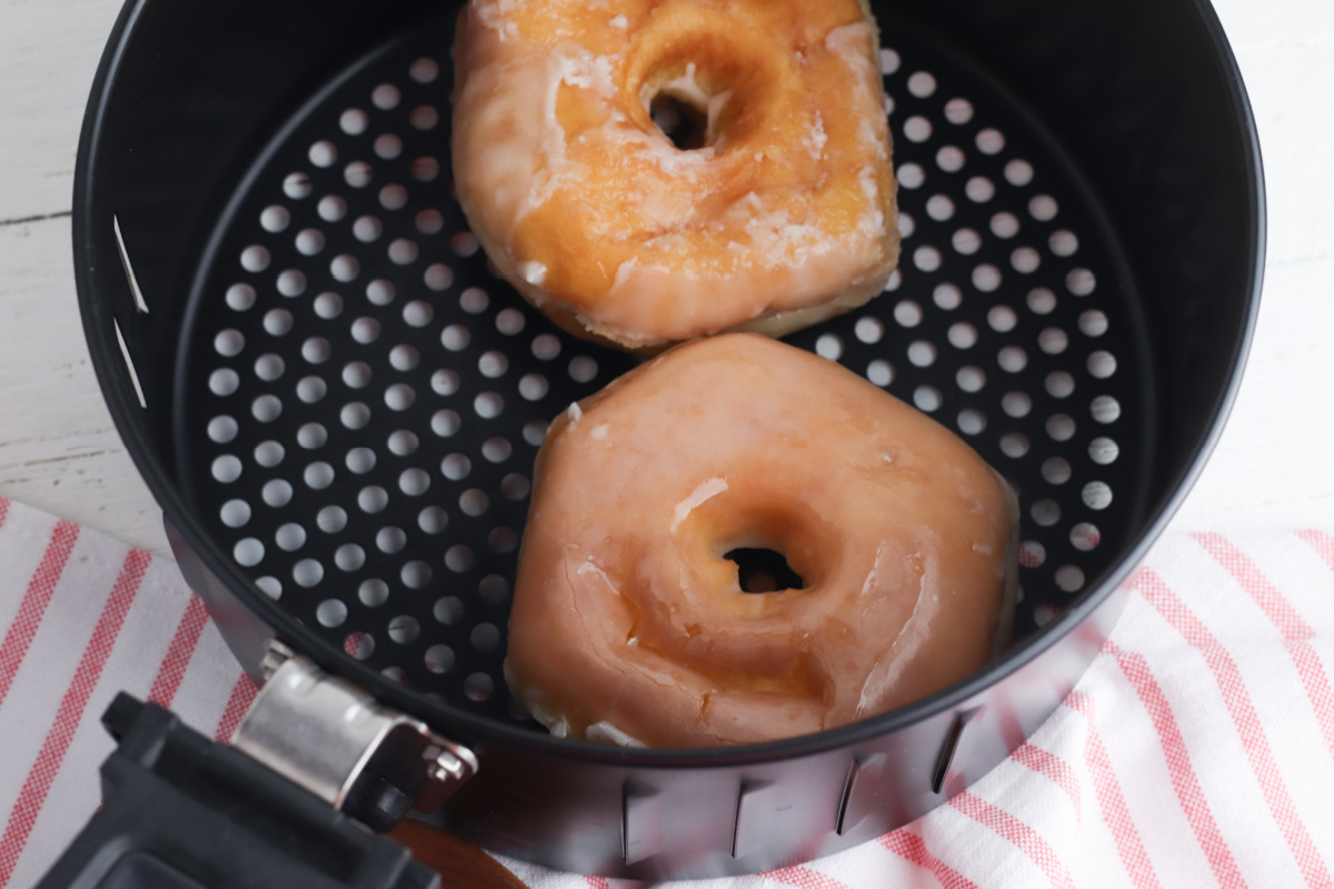 two donuts in air fryer