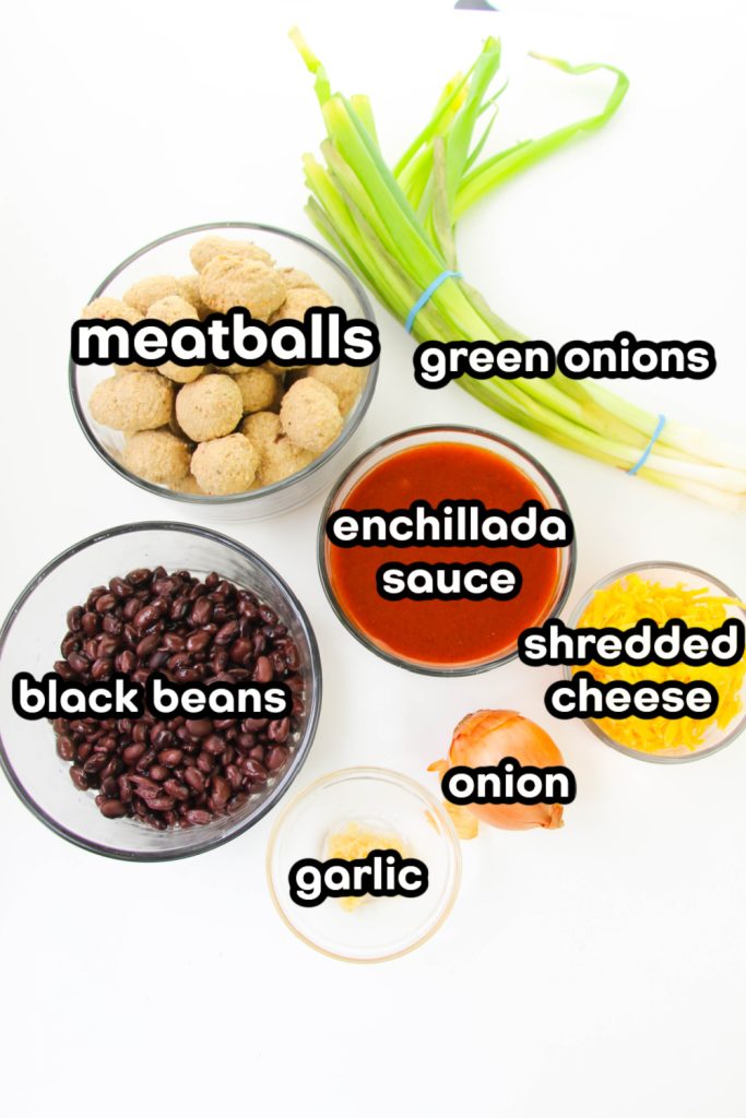 ingredients for enchilada meatball bake 