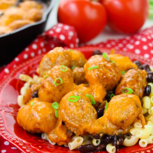 enchilada meatball bake on a plate