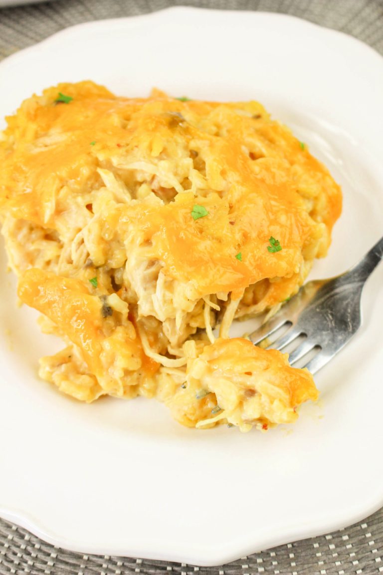 Chicken and Yellow Rice Casserole on a plate