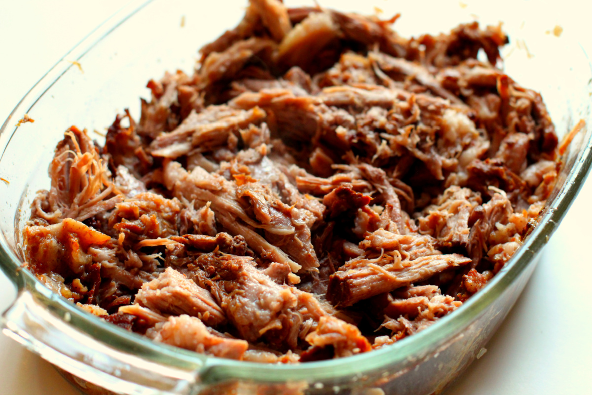 shredded pork in dish