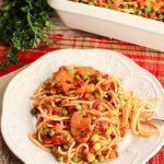 Church Supper Spaghetti Casserole on a plate